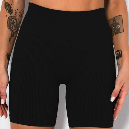 Yoga Shorts Ribbed Seamless Workout High Waist Athletic Leggings Suitable For Yoga Fitness, Workout Shorts Yoga Seamless Ribbed High Waisted Spandex Booty Biker Shorts