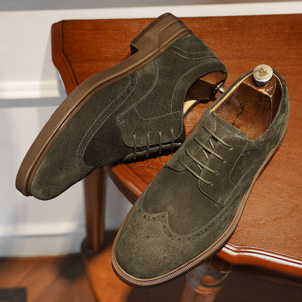 New Vintage Engraving Suede Leather Breathable Shoes Men