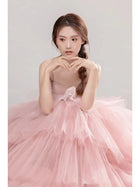 Elegant Girl's Wedding Photography Dress Pink White