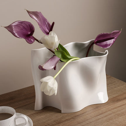 Ceramic Silver Vase Electroplating Light Luxury Flower