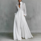 French-style Long-sleeve Pleated Dress For Women