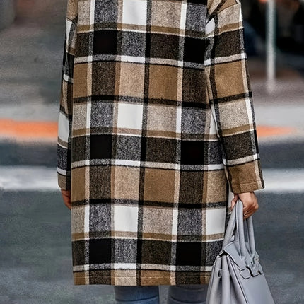 Women's Casual Hooded Plaid Jacket