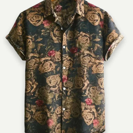 Hawaiian Printing Lapel Short Sleeve Shirt