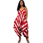 European And American Positioning Printing Fashion Loose Sleeveless Split Jumpsuit