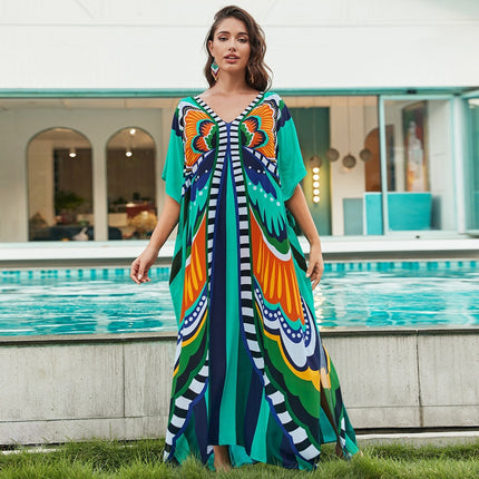 Plus Size Robe Blouse Beach Bikini Vacation Coat Dress Women