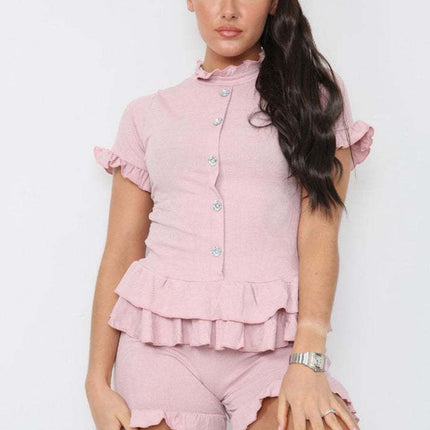 Diamond Frilled Edge Short Co-Ord Set