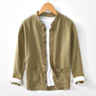 Chinese-style Stand Collar Ramie Long-sleeved Shirt Breathable Linen Casual Chinese-style Shirt For Men