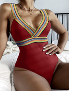 Women's Fashion Deep V Spaghetti Straps One-piece Swimsuit