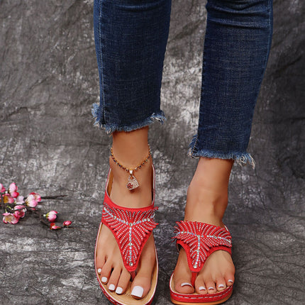 Plus Size Women's Shoes Rhinestone Wedge Slippers