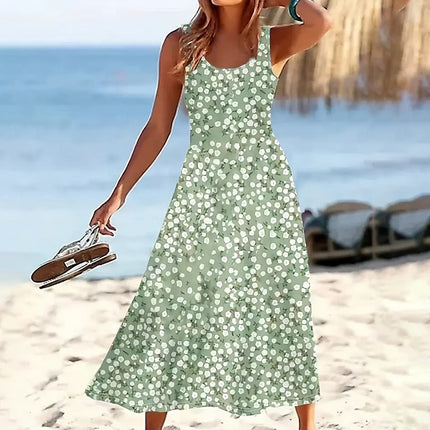 Women Floral Summer Maxi Dress Casual Beach Printed Sleeveless Boho Flowy Tank Sundress