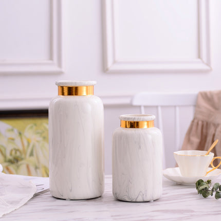 Marbling Golden Ceramic Vase Flower Home Decorative Crafts Home Ornament