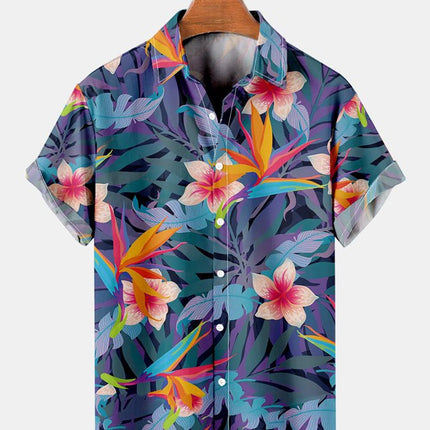 Summer Flower Pattern Seaside Men's Clothing Print Shirt