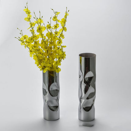 Simple Modern Light Luxury Silver Glass Vase Floral Decorations