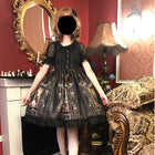 Gothic Lolita Dress Woman Vintage Kawaii Chiffon Palace Princess Party Wear Lantern Sleeve Printed Cute Cosplay Costumes