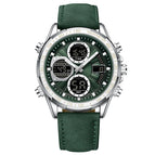 Silver Case Green Surface Belt