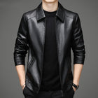 Thin Fleece-lined Soft Leather Jacket For Dad