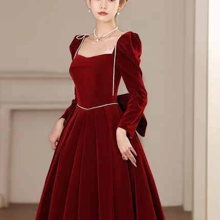 Toast Bride Red Velvet Wedding Dress