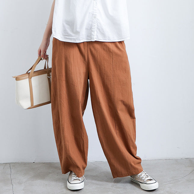 Summer Cotton And Linen Lantern Large Size Loose Trousers Women Leisure Pants Fat Trousers