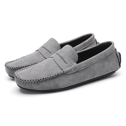 Hand-stitched Men's Beanie Shoes Velvet Leather Handmade