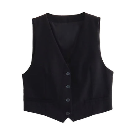 Women's Waistcoat Vest Linen Blended Casual Shorts Suit Women