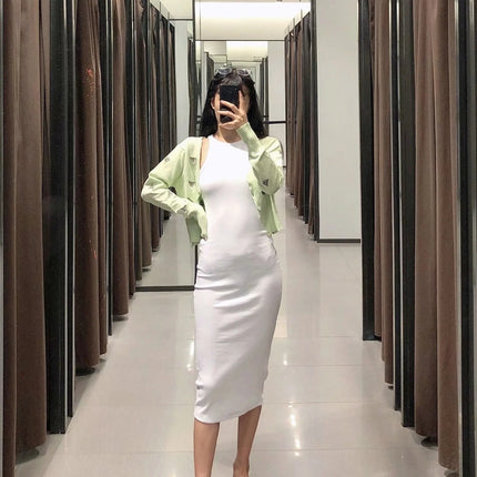 Women Fashion Butterfly Embroidery Cropped Knitted Blouses Vintage