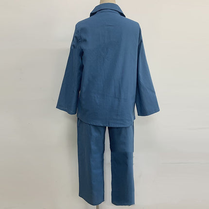 Lapel Top And Pants Two-piece Set For Women