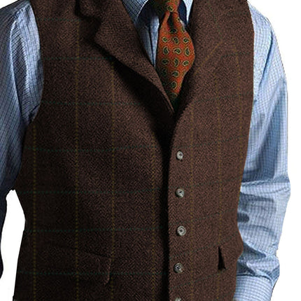 men suits plaid tweed gilet