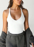 Slim-Fit Solid Color Sleeveless Crew Neck Casual Sports Tank Top
