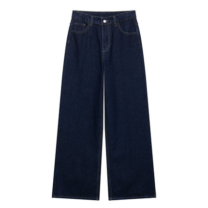 Fashion Loose Blue Denim 2-piece Set Vintage Long Sleeve Shirt Trousers