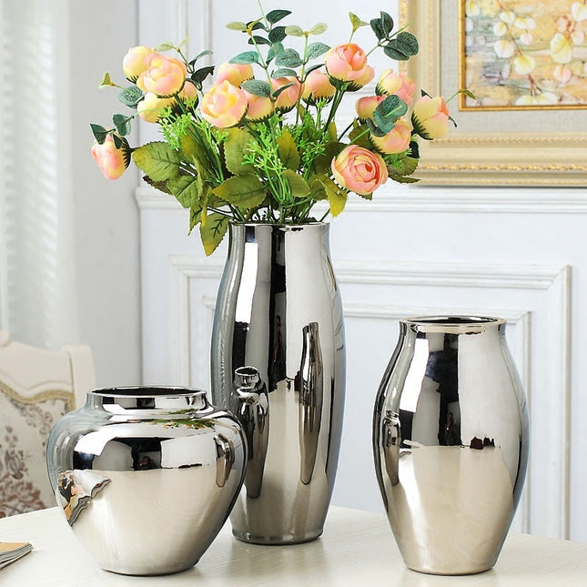 Decoration Soft Decoration Art Ceramic Gilded Silver Vase