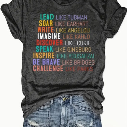 English Letters - Printed Round Neck Vest - Casual And Loose - Daily Wear - Women's Clothing