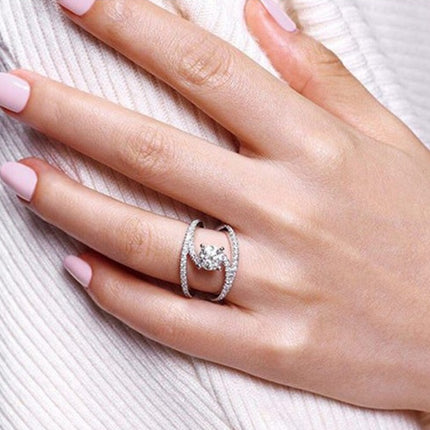 Fashionable Gorgeous Zircon Curved Rings Women's Engagement Wedding Rings