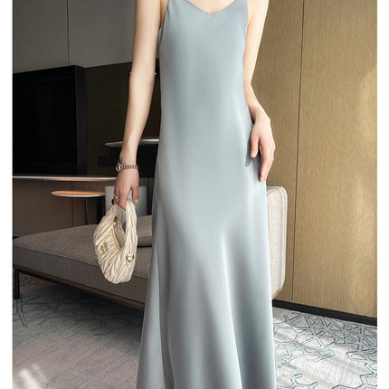 Spring And Summer New Silk Satin High-grade Suspenders Dress Women