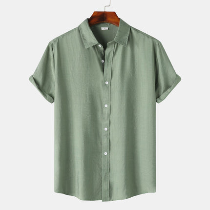 Teenagers Solid Color Short-sleeved Lapel Shirt Top