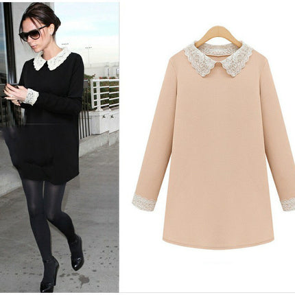 Lace collar plus size dress
