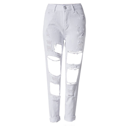 Ripped Jeans High Waist Women Ripped Hole Knee Skinny Pants