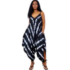 European And American Positioning Printing Fashion Loose Sleeveless Split Jumpsuit
