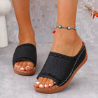 Women's Plus Size Peep Toe Wedge Platform Slippers