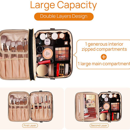 Double Layer Lady's Skin Care Products Cosmetic Makeup Brush Separated Storage Bag Portable Waterproof Portable Cosmetic Bag Wholesale
