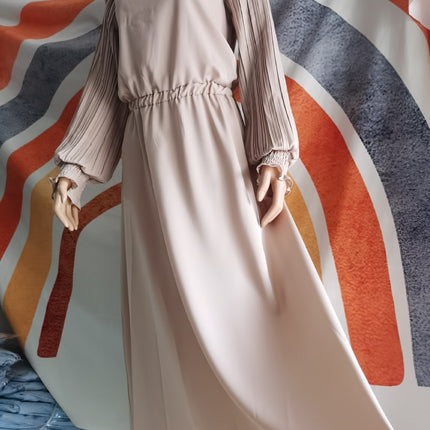 Middle East Muslim Arab Fall Winter Fashion Pleated Lace-up Dress
