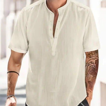 Men's Chest Pocket Solid Color Casual Fashion Short Sleeve T-shirt