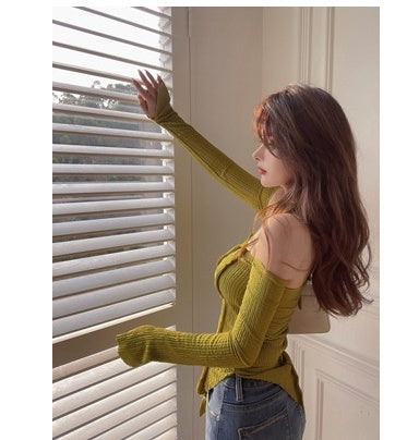 One-shoulder Halterneck Sweater Women Summer