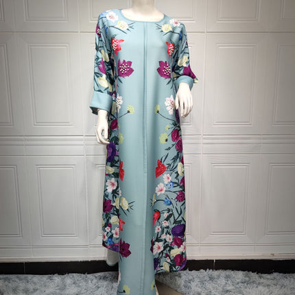 Muslim Robe Affordable Luxury Fashion Rhinestone Positioning Printing Arabic Ladies Dress