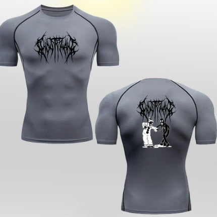 2D Printed Tights T-shirt Quick-drying High Elastic Sports Top Men's Workout Clothes