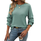 Loose Casual Sunken Stripe Long-sleeved T-shirt For Women