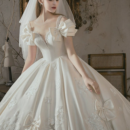 New Bride Vintage Satin Wedding Dress
