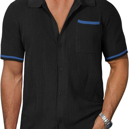 Short-sleeved Shirt Pocket Hollow Breathable Cool Summer Men's Casual Jacket Cardigan
