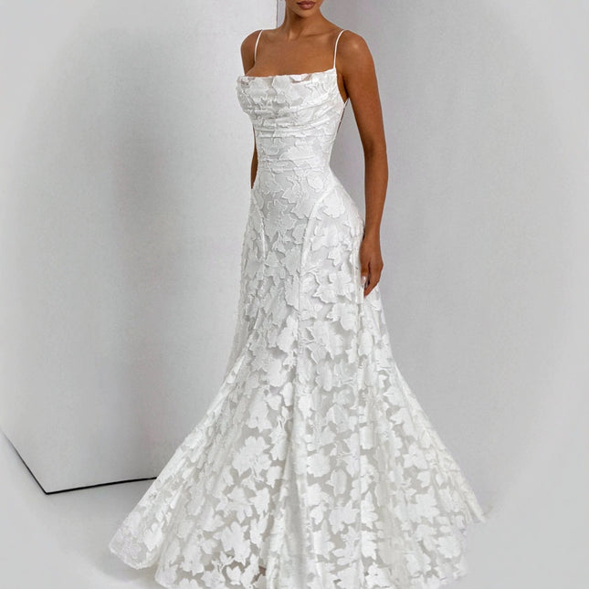 Slim-fit Sling Backless Lace Up Design Dress