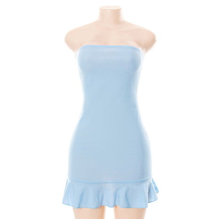 Solid Color Pleated Sheath Short Dress