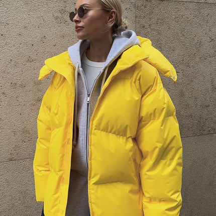 Fashion Coat With Removable Hood Cotton Jacket Winter Warm Windproof Loose Cotton Jacket Loose Parka Outerwear Clothing